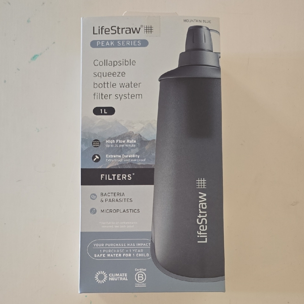 New LifeStraw Peak Series Collapsible Squeeze Bottle - Mountain Blue